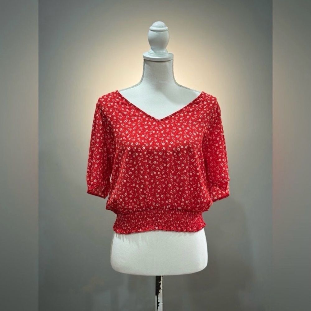SALE! Red Nine Britton Floral Tie Neck Blouse Size L EUC